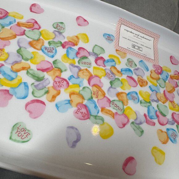 Cupcakes & Cashmere Heart candies‎  Print Flutter Serving Platter NEW WITH TAG - Picture 9 of 9